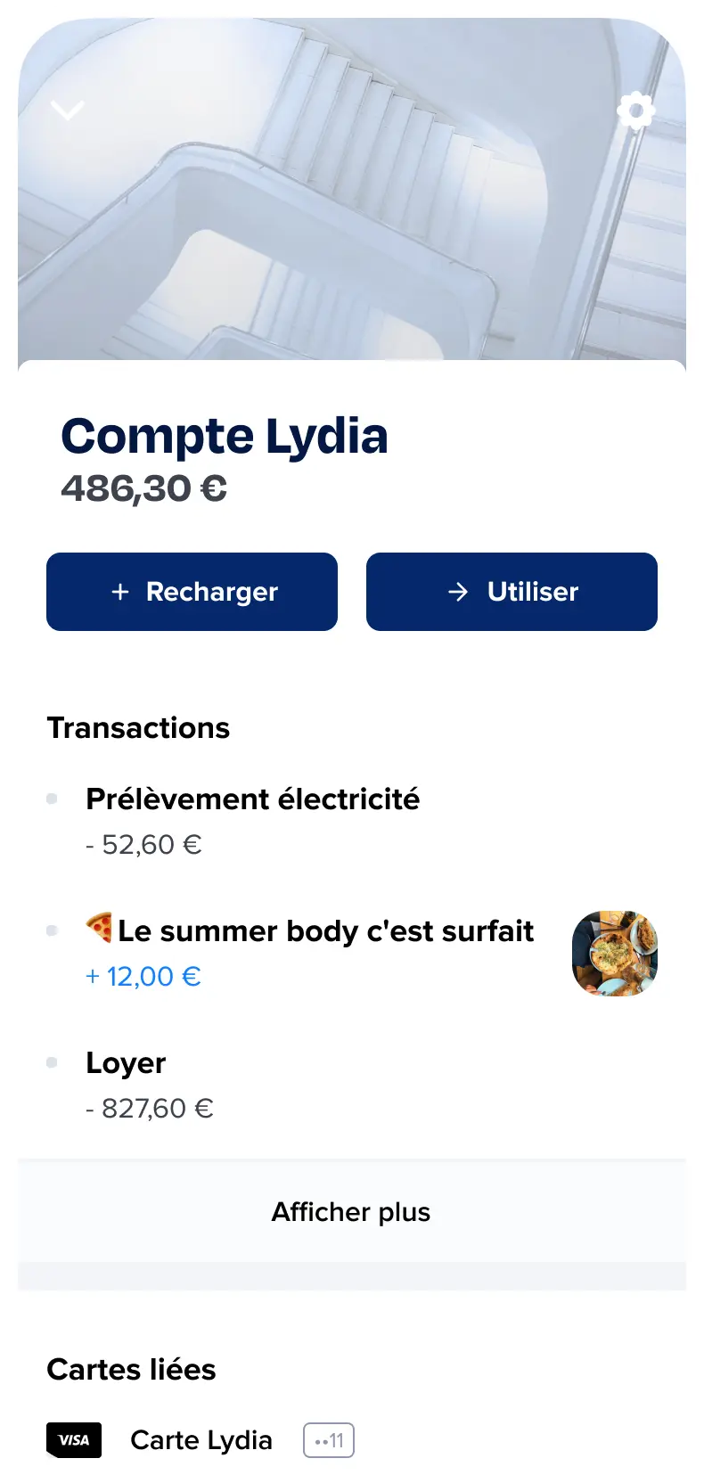 Aperçu du compte Lydia