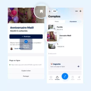 Épingler sa cagnotte Lydia à ses comptes